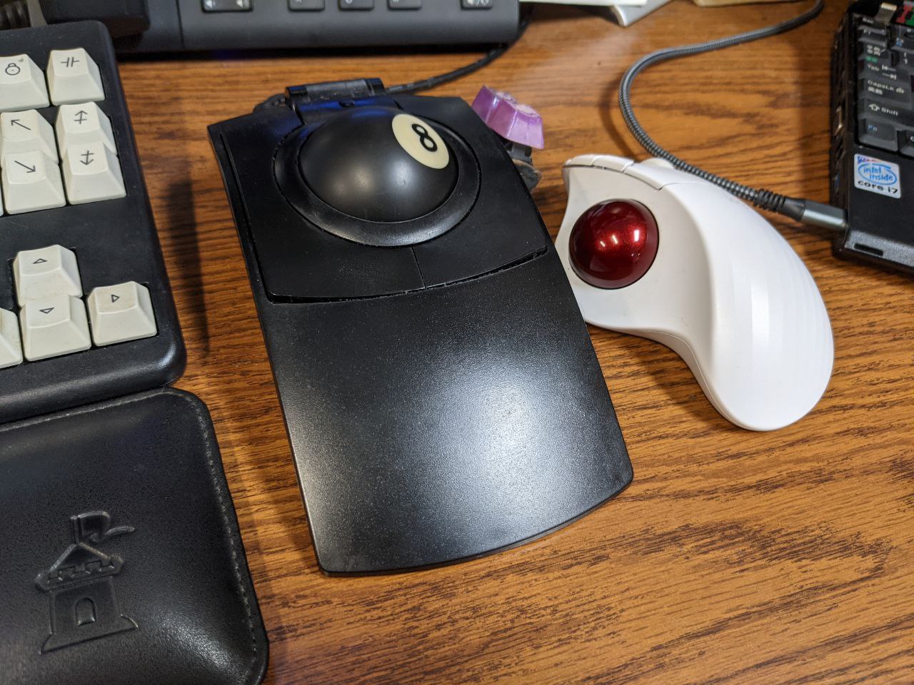 Top view of both trackballs.