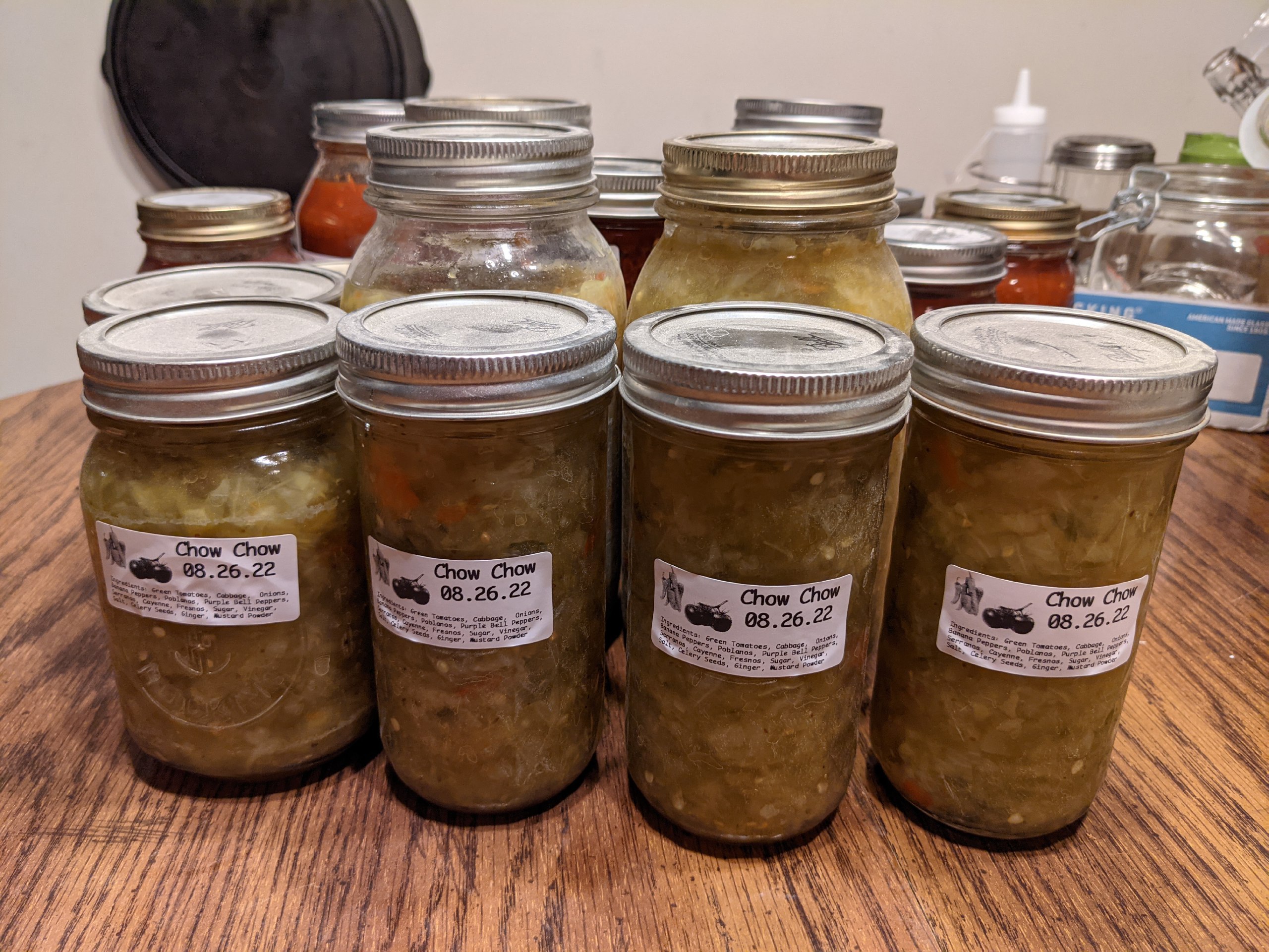 Jars of chow chow. Jars of chow chow.