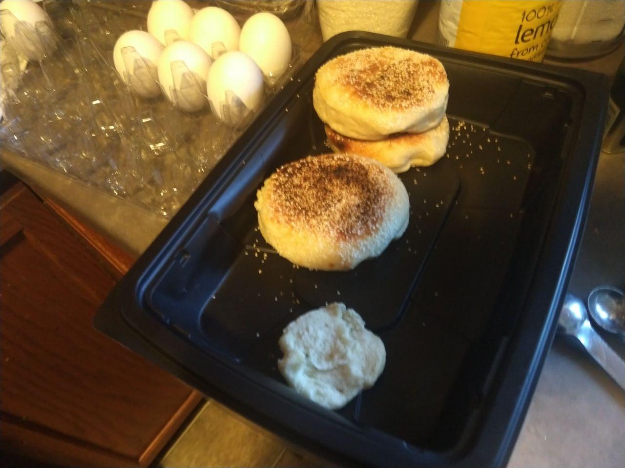 English muffins after cooking.