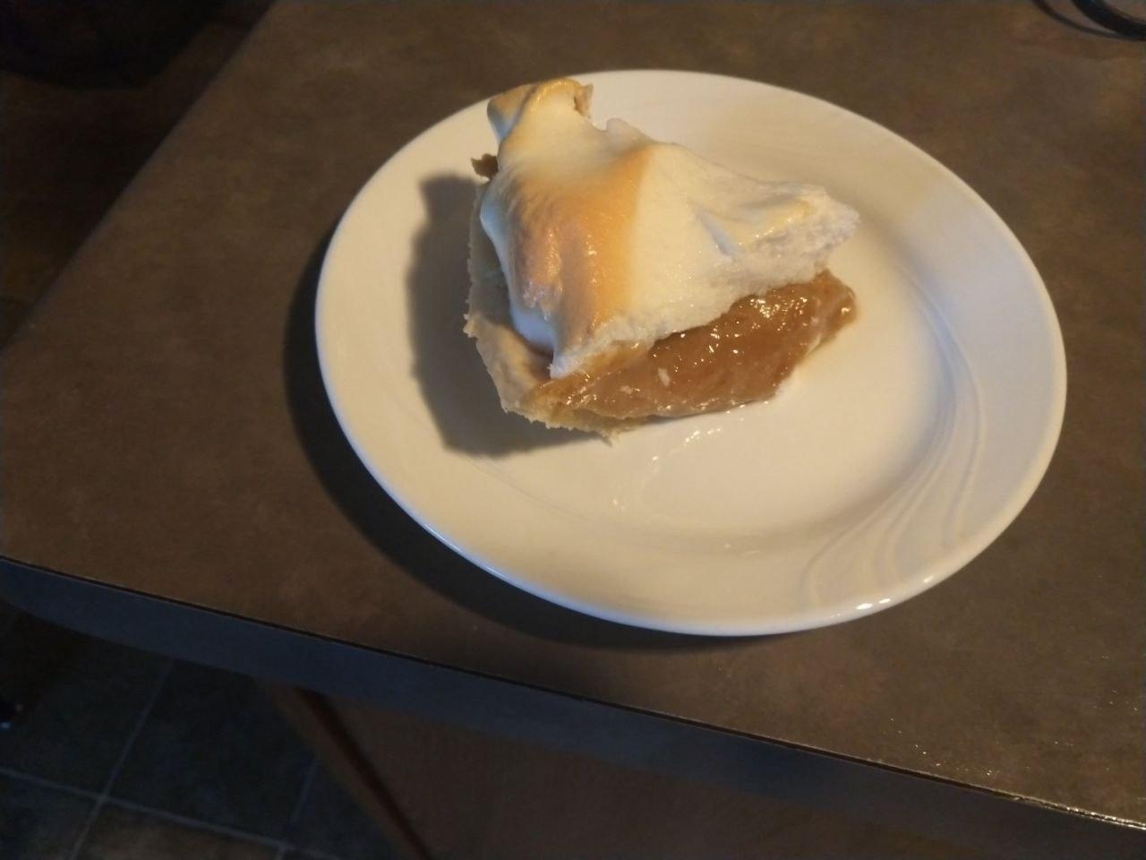 Slice of peanut butter pie on a plate. Same recipe, with peanut butter instead of cocoa powder in the custard. Slice of peanut butter pie on a plate. Same recipe, with peanut butter instead of cocoa powder in the custard.