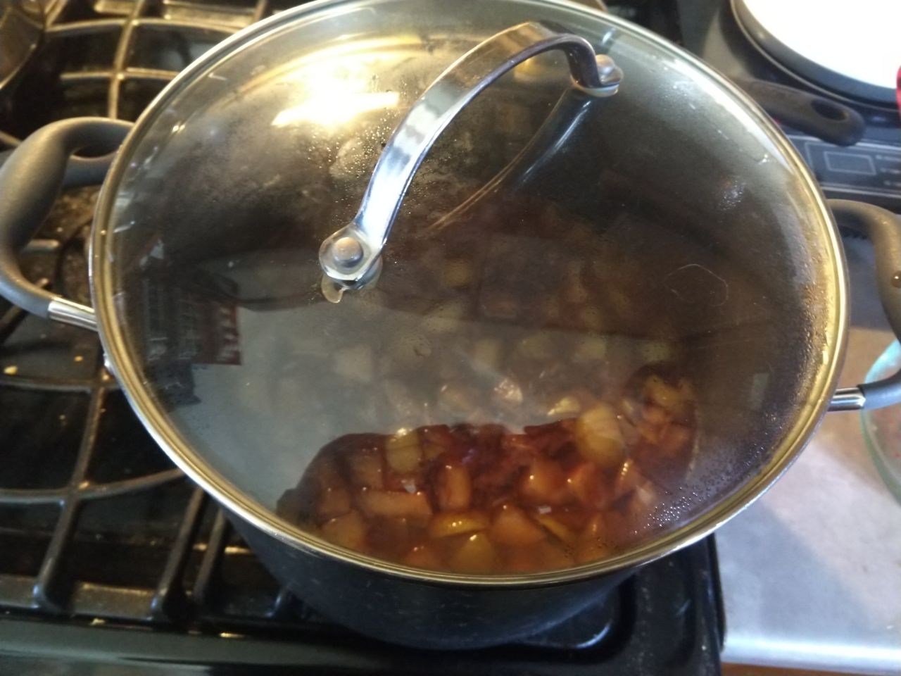 Pears boiling in a pot. Pears boiling in a pot.