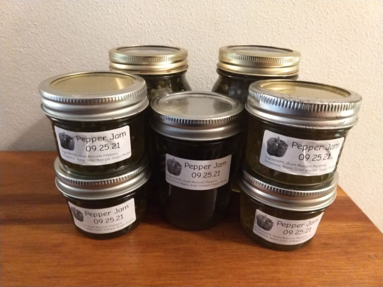 Jars of pepper jam. Jars of pepper jam.