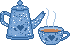 Blue teapot with cup.